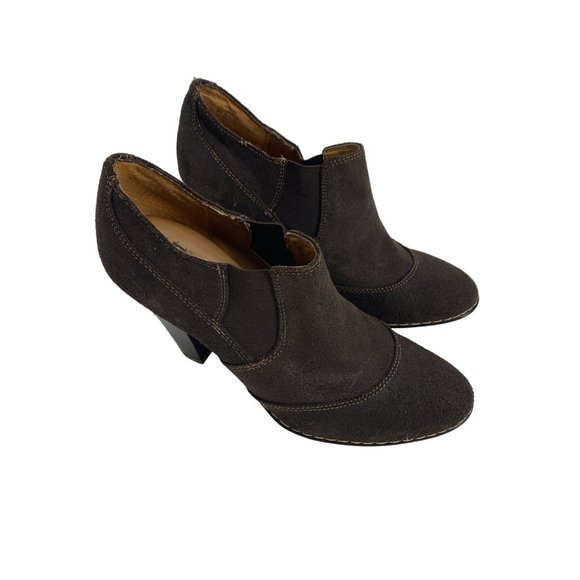 Sofft Simola Dark Brown Suede Ankle Bootie Heels Size 9M - Picture 2 of 7